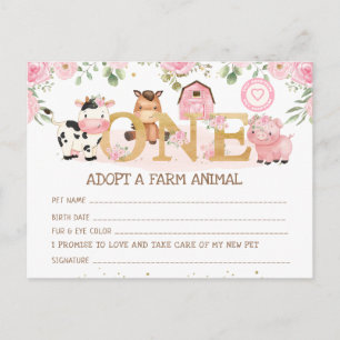 Gård 1-års födelsedags Adopt A Farm Animal Certifi Vykort