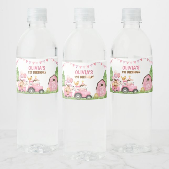 Gård, lantbruksdjur, gårdsplan, ranch vattenflaska vattenflaskor etikett (Flaskor)