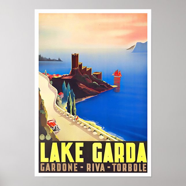 Garda Sjö Italien vintage resor Poster (Framsidan)
