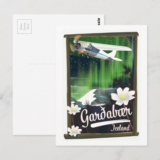 Garðabæ Island - vykort för reseaffisch (Fram/baksida)