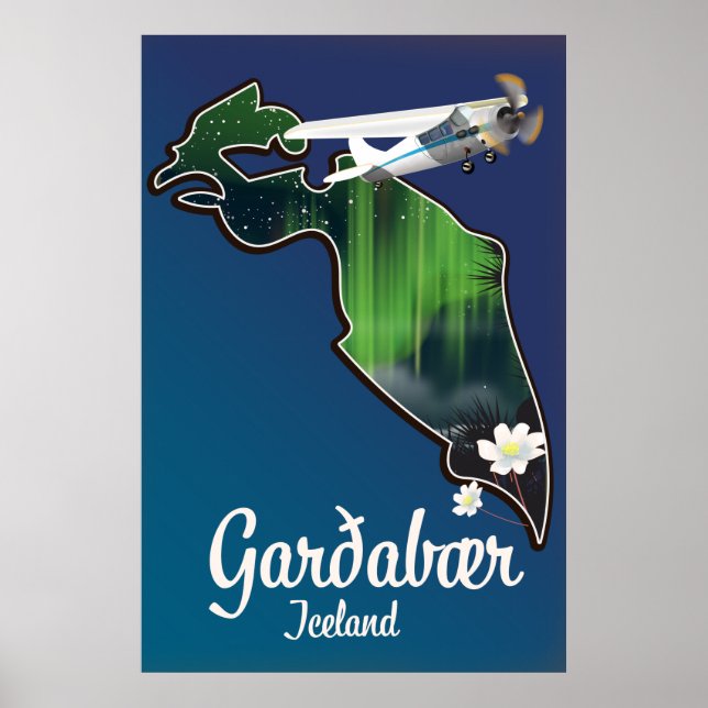 Garðabær Island resemappaffisch Poster (Framsidan)