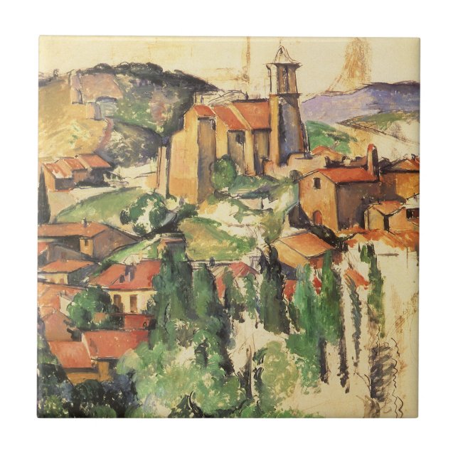 Gardanne-byn av Paul Cezanne, Vintage Art Kakelplatta (Framsidan)