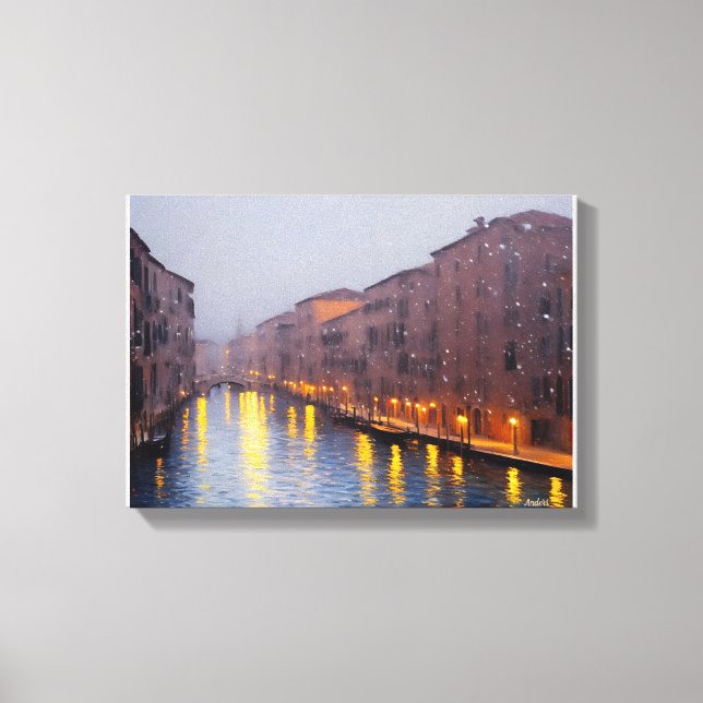 Gårdarskapelse*Snöfall på Kanel2* Canvastryck (Framsida)