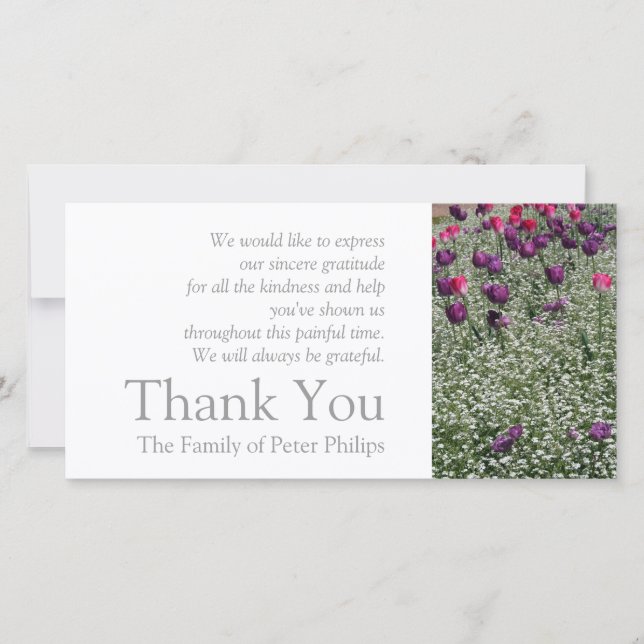 Garden 1 Tulips Sympathy Tack Photo Card 2 (Framsida)