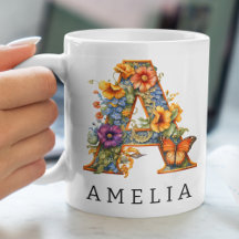 Garden Alphabet Brev A Monogram kaffe Mugg