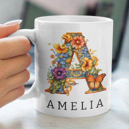 Garden Alphabet Brev A Monogram kaffe Mugg