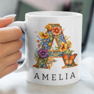 Garden Alphabet Brev A Monogram kaffe Mugg