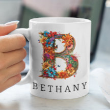 Garden Alphabet Brev B Monogram kaffe Mugg
