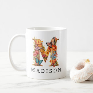 Garden Alphabet Brev M Monogram kaffe Mugg