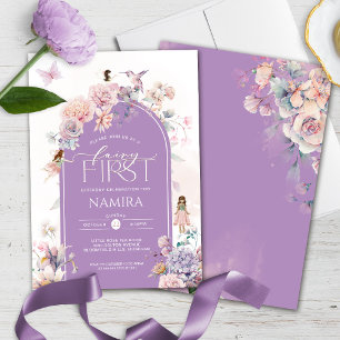 Garden Älvors Little Fairy First Birthday Inbjudningar