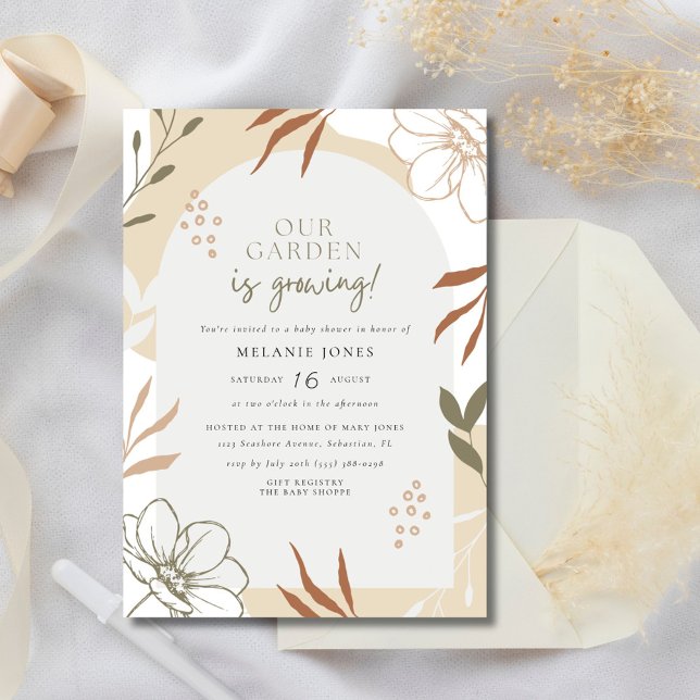 Garden är Growing Boho Blommigt Baby Shower Inbjudningar (Garden is Growing Boho Floral Baby Shower Invitation)