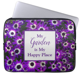 Garden är Lila Flower Blommigt vid Mitt Lycklig St Laptop Fodral