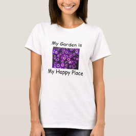 Garden är Lila Flower Blommigt vid Mitt Lycklig St T Shirt