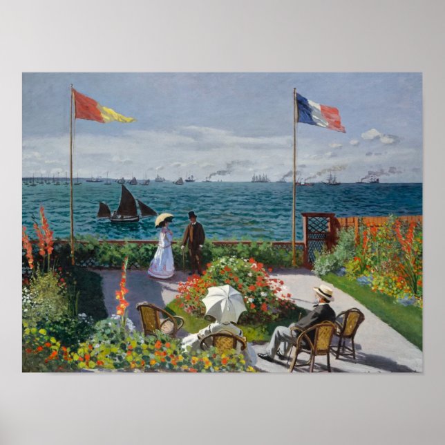 Garden at at Sainte-Adresse (1867) Claude Monet Ar Poster (Framsidan)