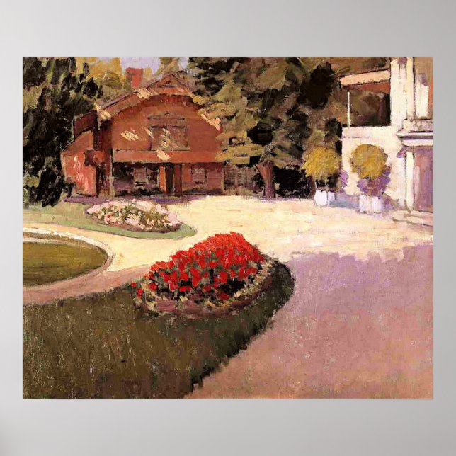 Garden at Yerres, fine art painting, Poster (Framsidan)