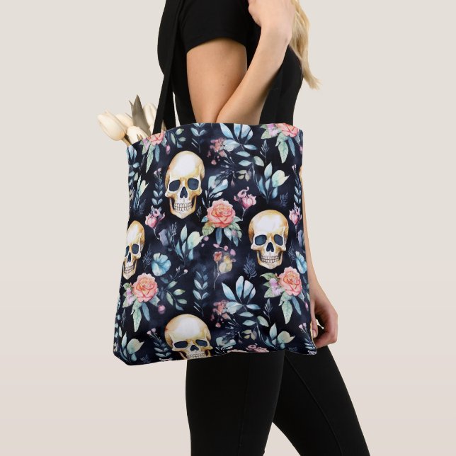 Garden av Bones Reusable Tote Bag Döskallars and R Tygkasse (Närbild)