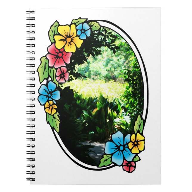 Garden av Eden med färgad Ram Anteckningsbok Med Spiral (Framsidan)