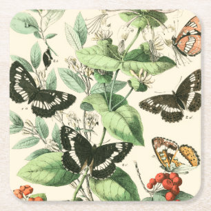 Garden av fjärilar och blommor underlägg papper kvadrat