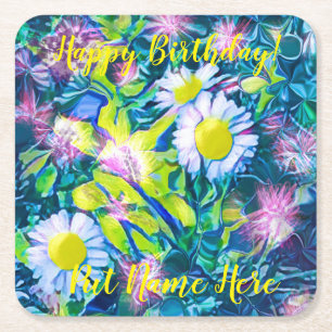 Garden av Kärlek Wildblommor Birthday Napkins Underlägg Papper Kvadrat