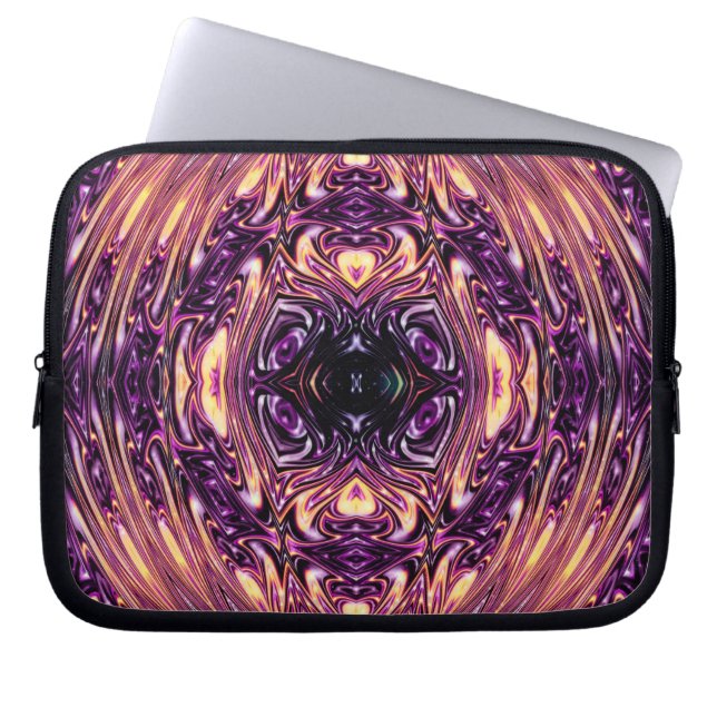 Garden av Lila blommor i solljus Fractal Laptop Fodral (Framsidan)