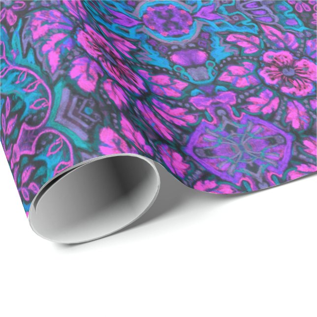 Garden av Magic Flowers Bohemian Arabesque Mönster Presentpapper (Rullad Hörn)