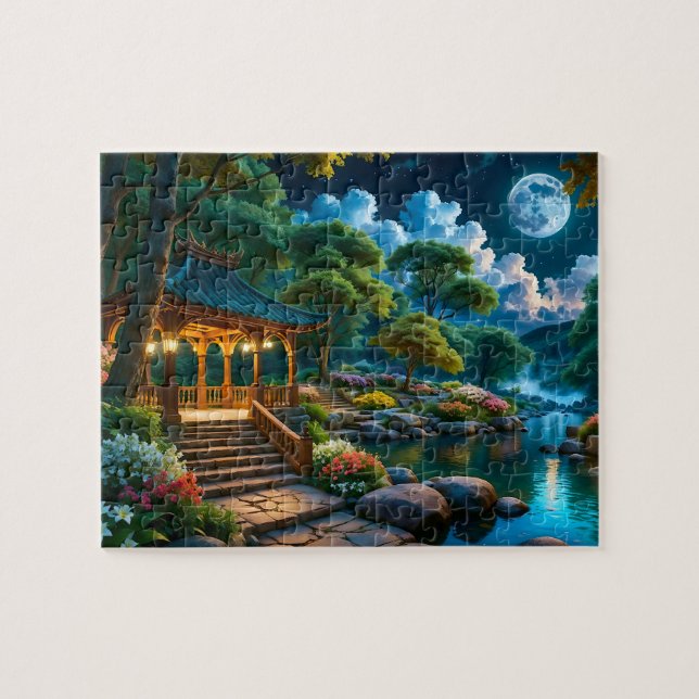 Garden av Quiet Night Jigszle Puzzle (1) Pussel (Horisontell)