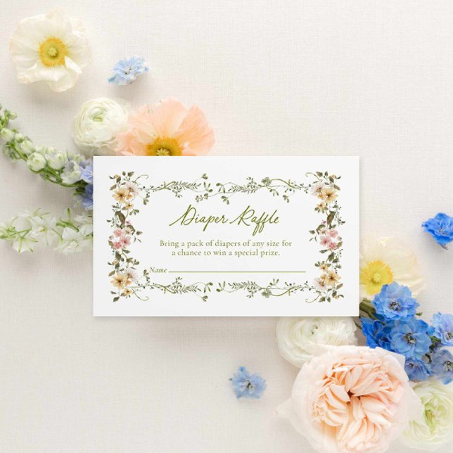Garden Baby Shower Diaper Raffle Tilläggskort (Diaper Raffle Ticket Baby in Bloom)