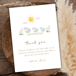 Garden Baby Shower för minimalt familjefård, Blomm Tack Kort