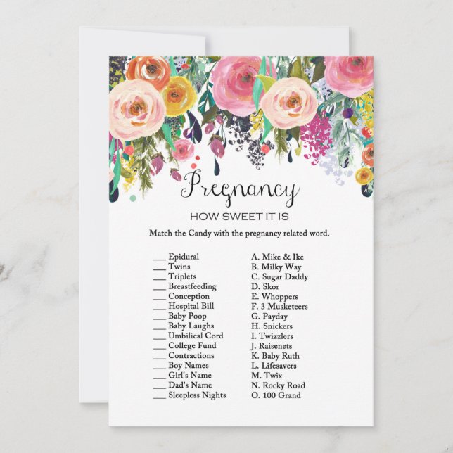 Garden Baby Shower Game med svar tillbaka 5x7 stor Inbjudningar (Framsida)