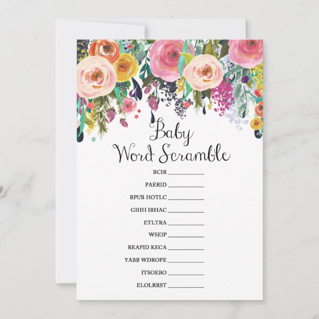 Garden Baby Shower Game med svar tillbaka 5x7 stor Inbjudningar (Framsida)