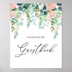 Garden Baby Shower Guestbook-signatur Poster
