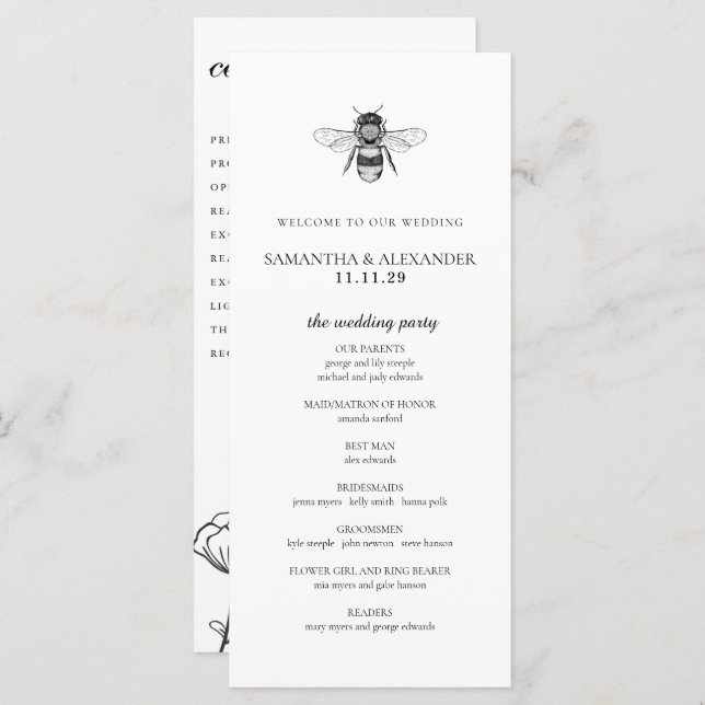 Garden Bee Ceremony-programmet (Fram/baksida)