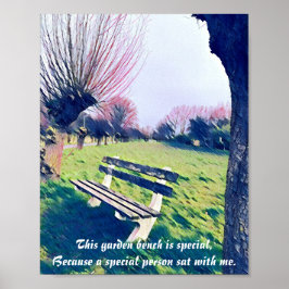 Garden Bench Quote Blue Autumn Himlar Abstrakt Art Poster