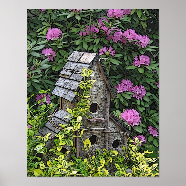 Garden Birdhouse Photo Art Poster (Framsidan)