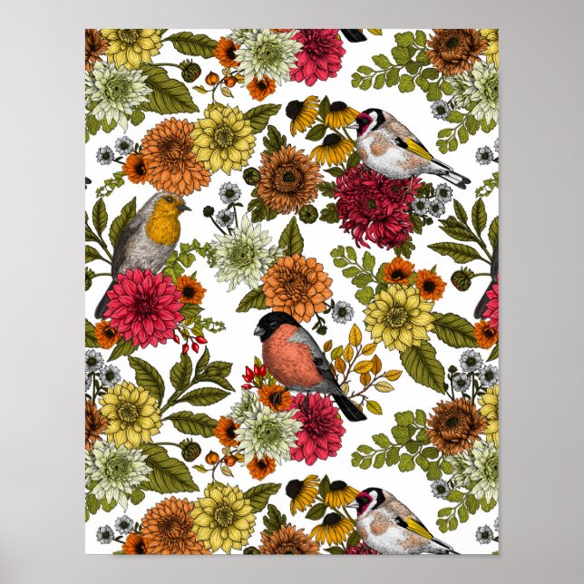 Garden birds and flowers 1 poster (Framsidan)