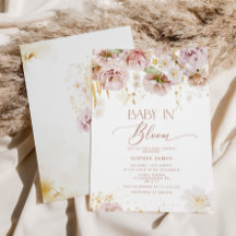 Garden blommigt baby i bloombabyduschinbjudan