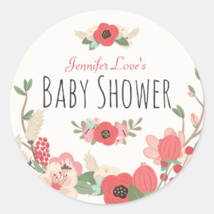 Garden Blommigt Baby Shower Runt Klistermärke