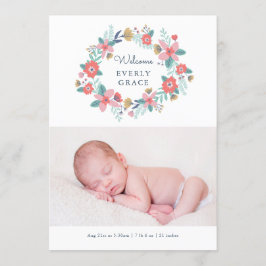 Garden Blommigt Birth Notice cement Meddelande