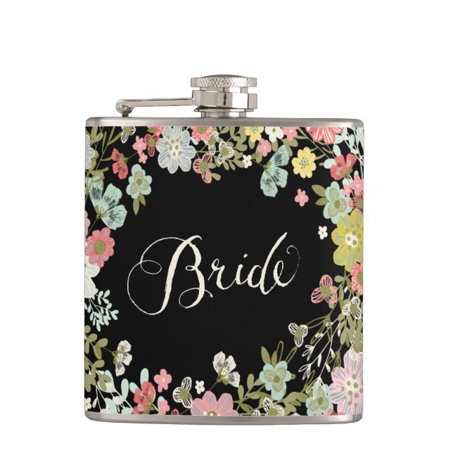 Garden Blommigt Bride Typography Alcohol Hip-kolv Fickplunta (Framsidan)