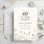 Garden Blommigt Calligraphy 40 Birthday Inbjudningar<br><div class="desc">Fira i stil med en kalligrafi för trädgårdsodling på 40-årsdagen, perfekt för en milstolpe-händelse. Den här inbjudan har en slimmad men sofistikerad blommigt och elegant-kalligrafi. Temat lush-trädgården blandar naturskönhet med en ren typografi, skapar en tidlöshet och bjuder in utseende. Perfekt för utomhus- eller trädgårdsinstallationer. Den fångar glädjen från detta speciella...</div>