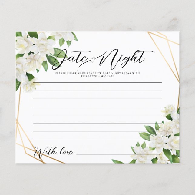 GARDEN BLOMMIGT GREENERY Date Night Idea Card-spel (Framsida)