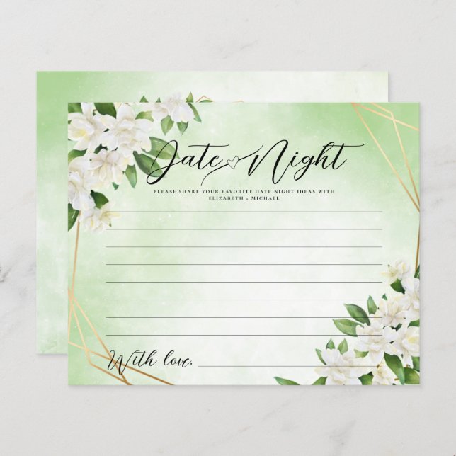 GARDEN BLOMMIGT GREENERY Date Night Idea Card-spel (Fram/baksida)