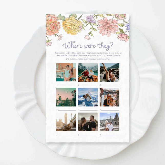 Garden Blommigt Möhippa Var var de? (Garden Bridal Shower Game Where were they?)