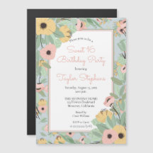 Garden Blommigt Rosa | Gult Bouquet Sweet 16 Party