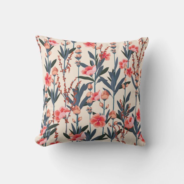 Garden Blommigt: Tropical Botanical Vintage Kudde (Framsida)