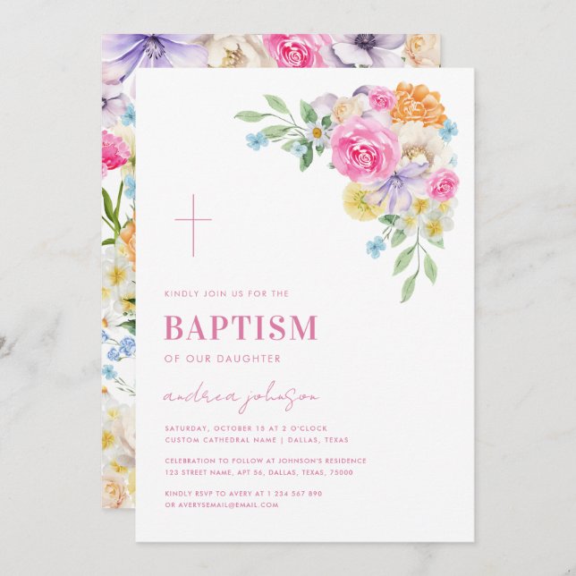 Garden Blommigt Vår Sommar--högtidligheten Inbjudningar (Fram/baksida)