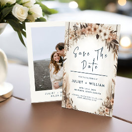 Garden Blommigt Vår Wood Boho Rustic Bröllop Spara Datumet