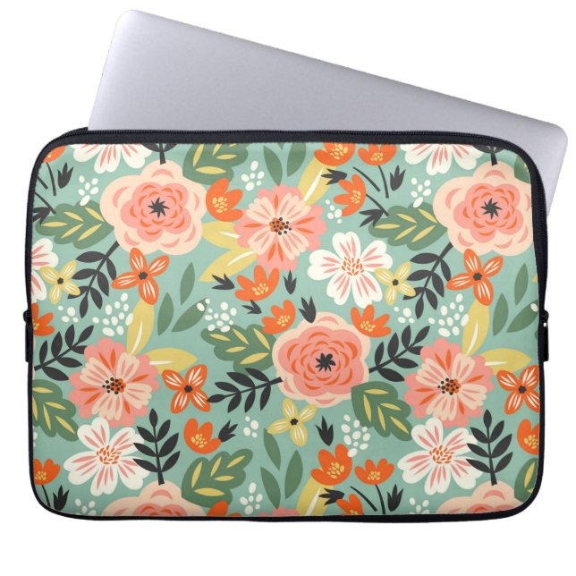 Garden Blommönster Laptop Fodral (Framsidan)