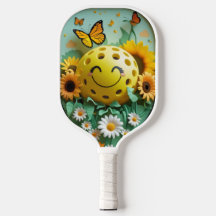 Garden Bloom Pickleball - Cute Solros & Butterf