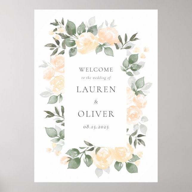 Garden Blooms Bröllop Välkommen Poster (Framsidan)